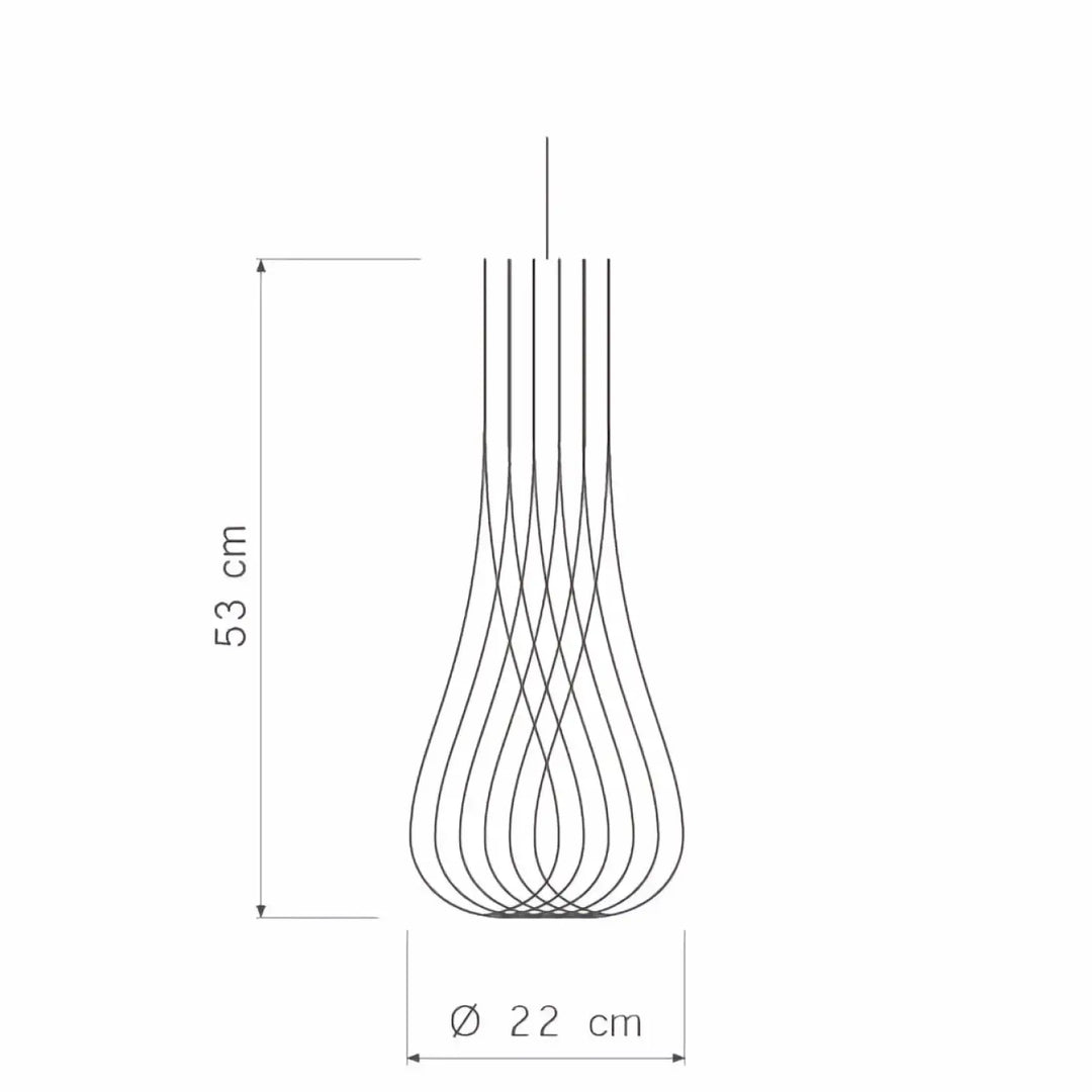Suspension püntakapanel teardrop 53 cm lampe pendant en bois fsc avec design wireframe moderne