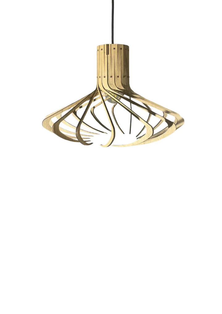 Suspension püntaskaldazöl en bois fsc clair avec design ajouré moderne pour éclairage intérieur contemporain