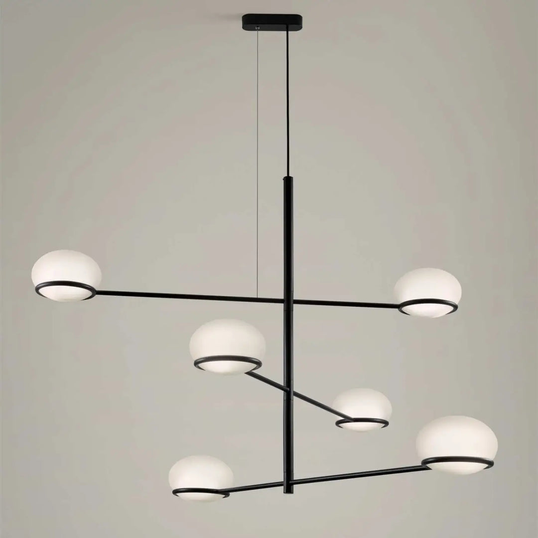 Suspension Coco en acier noir et polycarbonate blanc