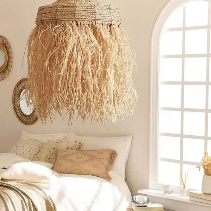 New Design Handmade Woven Rattan Grass Thailand Japanese Simple Natural Australia House Popular Pendant Lamps Lights