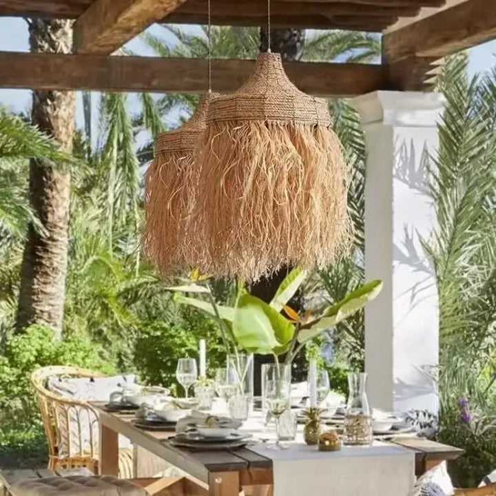 New Design Handmade Woven Rattan Grass Thailand Japanese Simple Natural Australia House Popular Pendant Lamps Lights