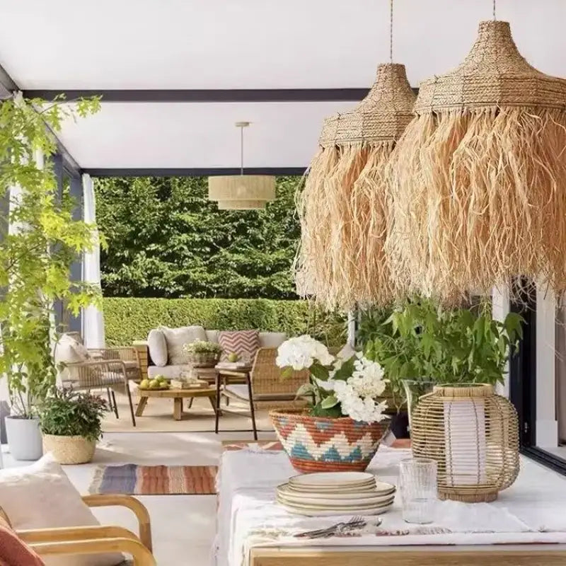 New Design Handmade Woven Rattan Grass Thailand Japanese Simple Natural Australia House Popular Pendant Lamps Lights