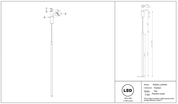 Suspension ray led intégrée avec tube lumineux minimaliste en aluminium et abat-jour cylindrique blanc élégant