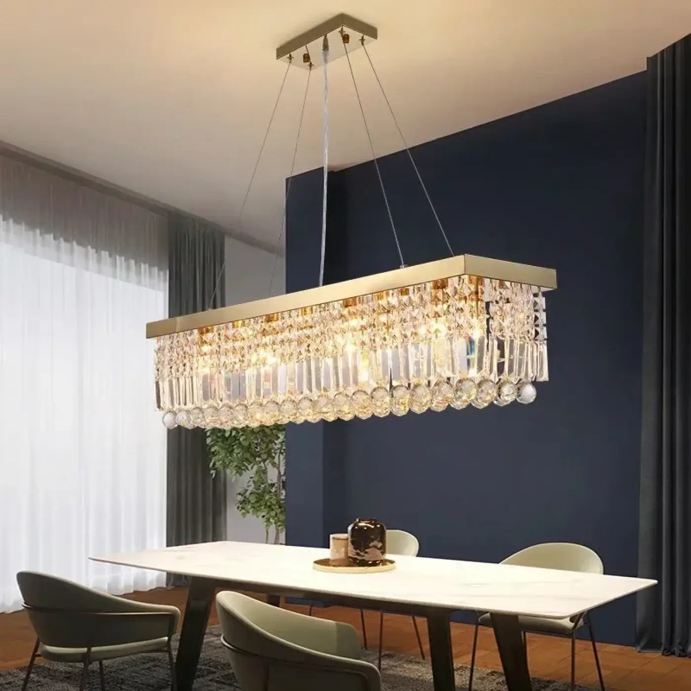 Rectangular Crystal Light Rectangular Crystal Pendant Light Modern Elegant Design – Lustria