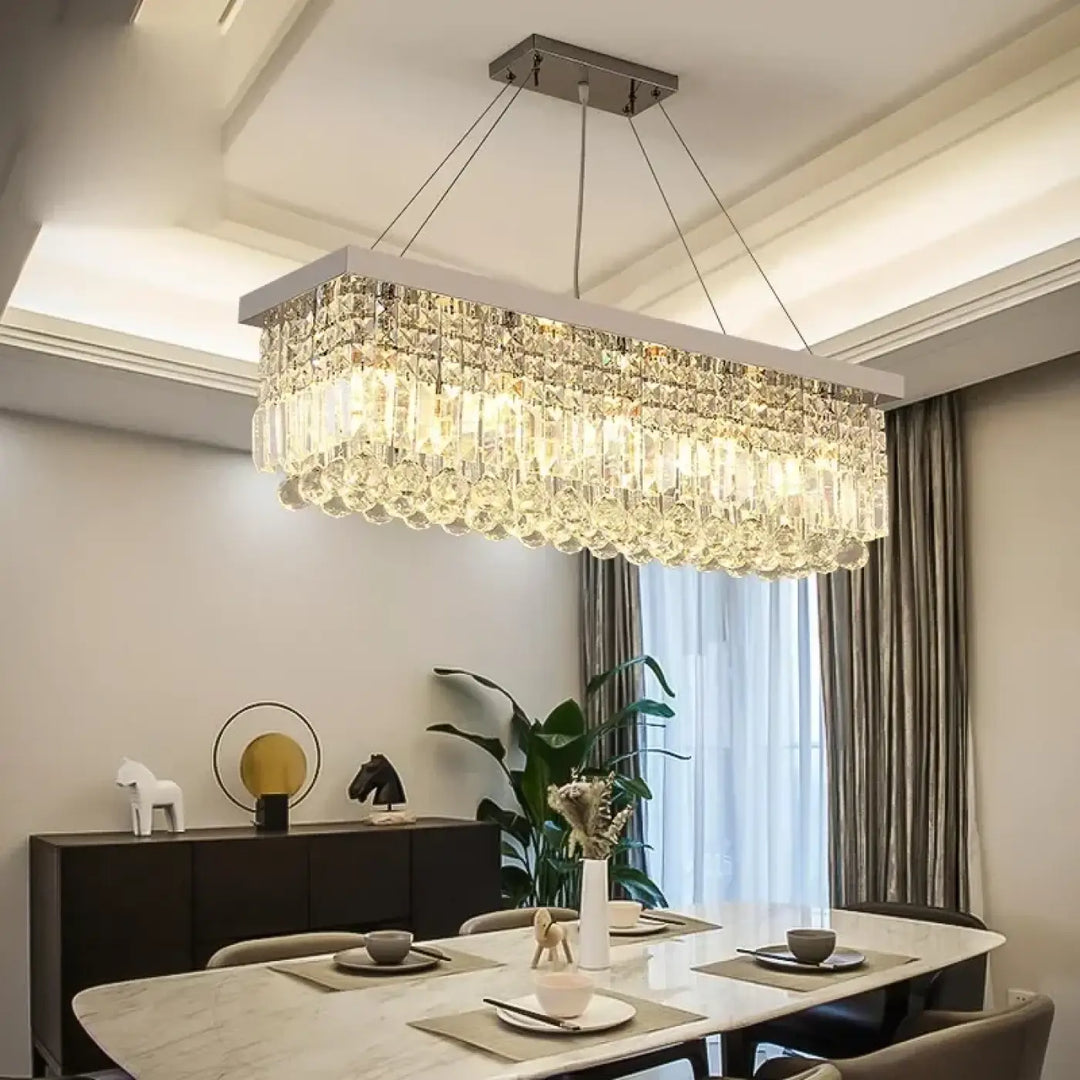Rectangular Crystal Light Rectangular Crystal Pendant Light Modern Elegant Design – Lustria