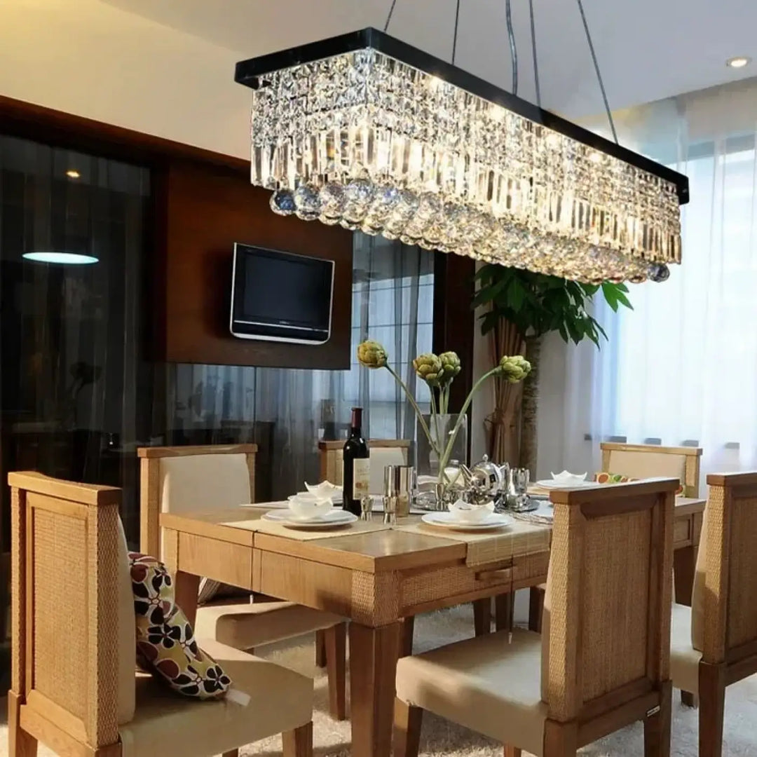 Rectangular Crystal Light Rectangular Crystal Pendant Light Modern Elegant Design – Lustria
