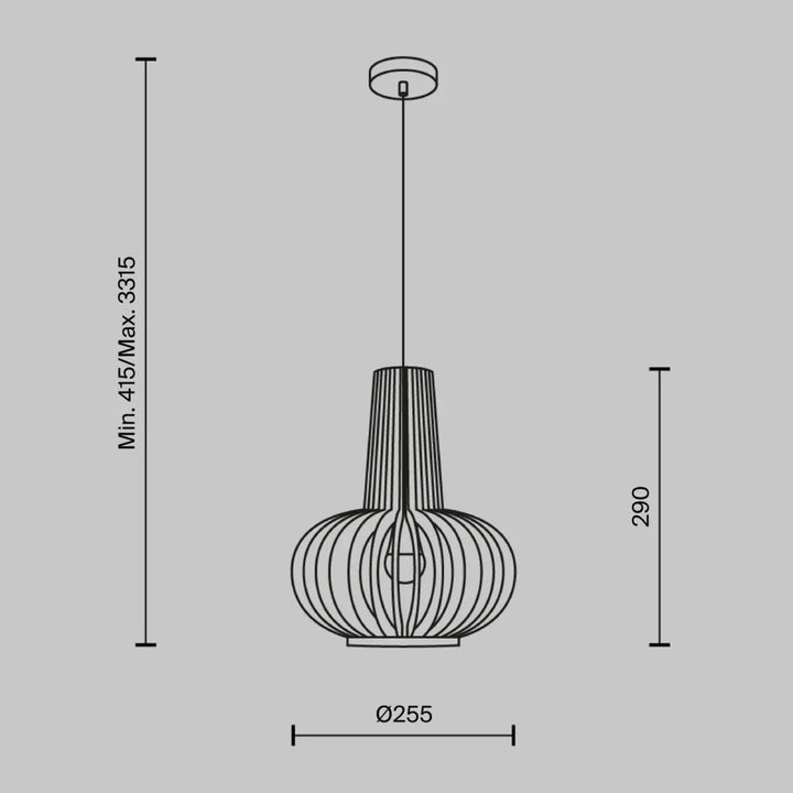 Suspension luminaire roots avec design moderne côtelé et lignes noires minimalistes au-dessus d’une table en bois naturel