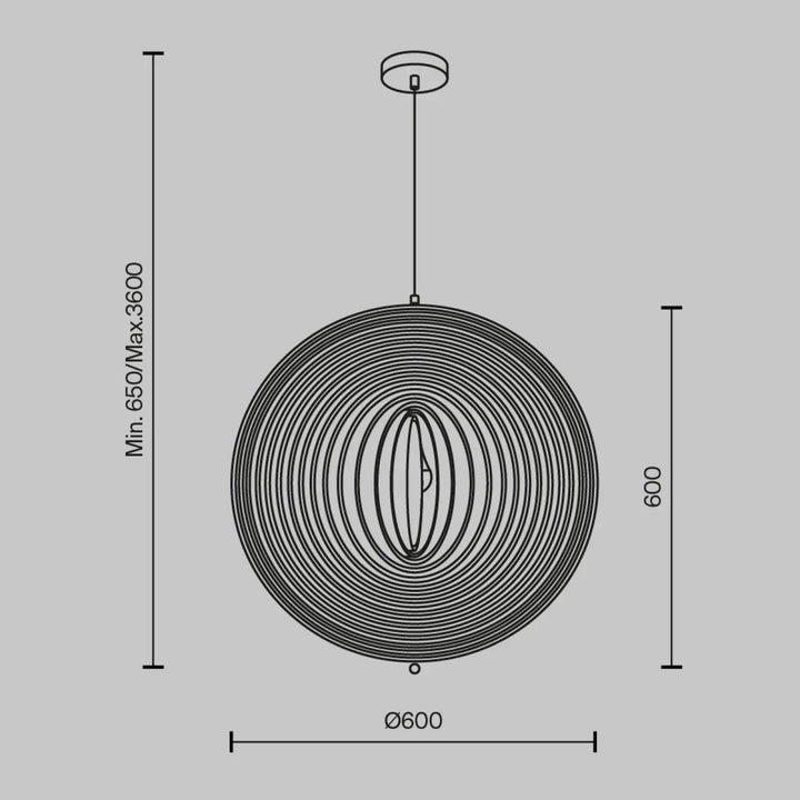 Suspension roots luminaire noir en métal avec design spiralé concentrique idéale au-dessus d’une table en bois naturel