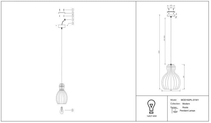 Suspension luminaire roots avec abat-jour en verre côtelé et cadre métal pour un style organique adouci bois naturel