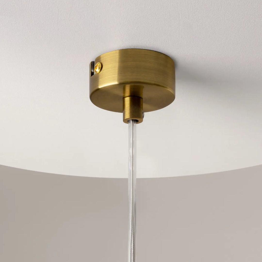 Luminaire suspension ros en finition laiton avec diffuseur vertical et culot gu10 à câblage transparent
