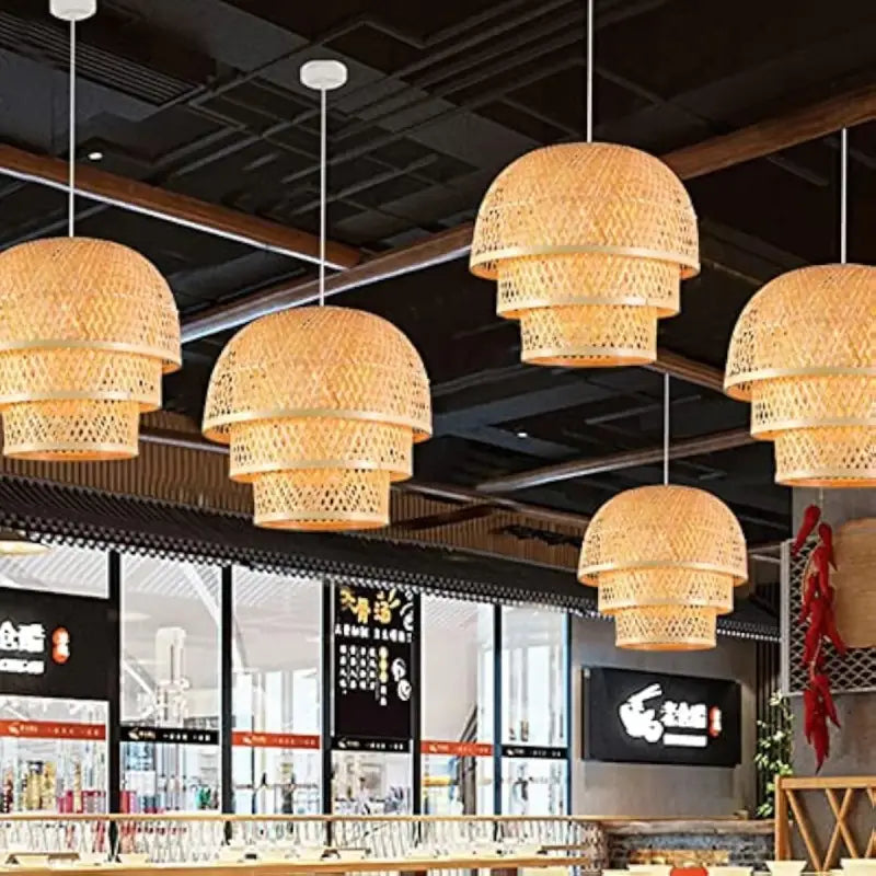 Suspension En Rotin Empilé Luminaire Style Bohème Chic

