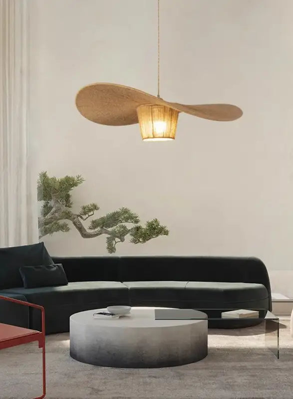 Suspension rotin forme aile naturelle style bohème élégant

