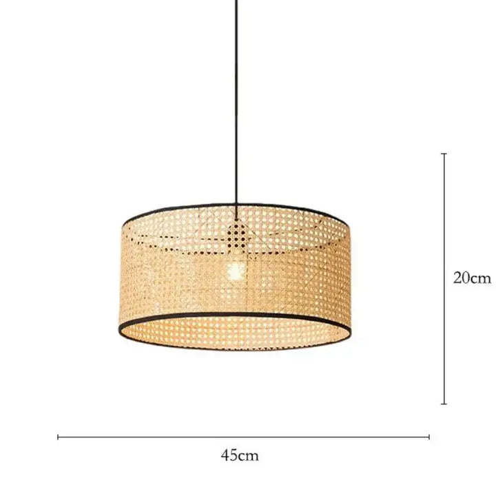 Suspension rotin naturel cylindrique design moderne élégant