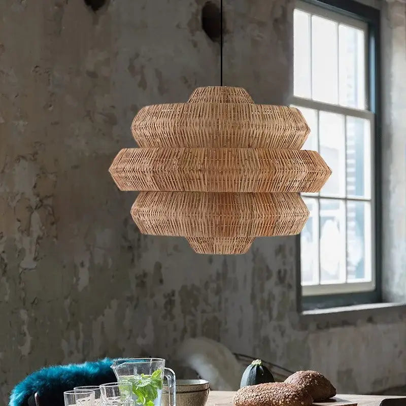 Suspension en rotin naturel design bohème moderne chic