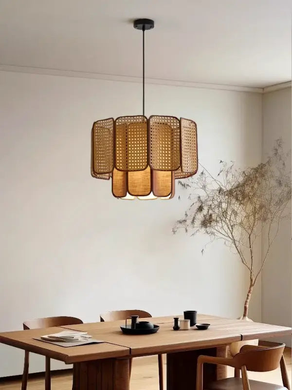 Suspension Rotin Tressé Design Naturel Style Bohème Élégant