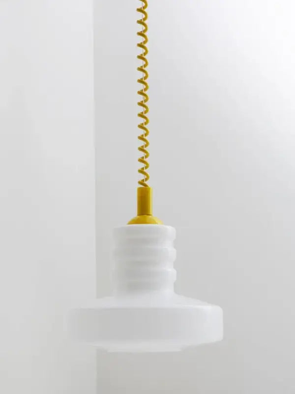 Suspension scandinave Verre Blanc et Câble Torsadé 