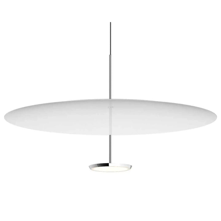 Suspension Sky Dome, abat-jour blanc et corps aluminium poli, 81 cm
