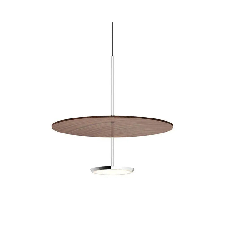 Suspension Sky Dome, abat-jour en noyer et corps aluminium poli, 45,8 cm