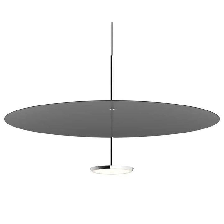 Suspension Sky Dome, abat-jour noir et corps aluminium poli, 81 cm