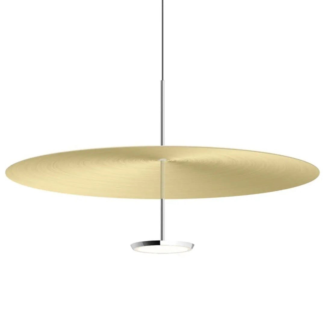 Suspension Sky Dome, abat-jour en laiton et corps aluminium poli, 81 cm