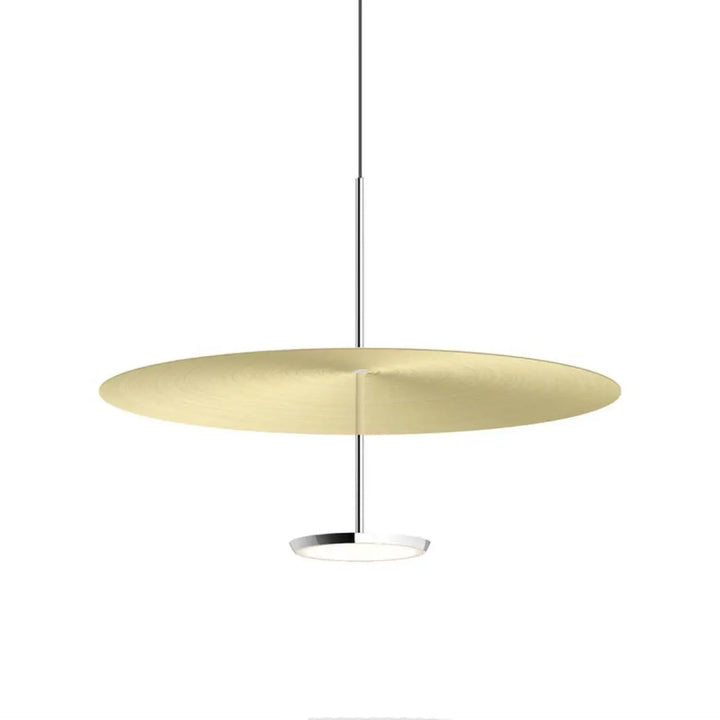 Suspension Sky Dome, abat-jour en laiton et corps aluminium poli, 61 cm