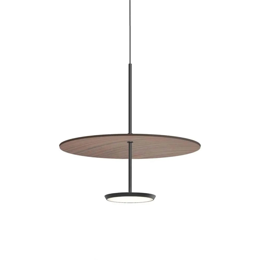 Suspension Sky Dome, abat-jour en noyer et corps noir mat, 45,8 cm
