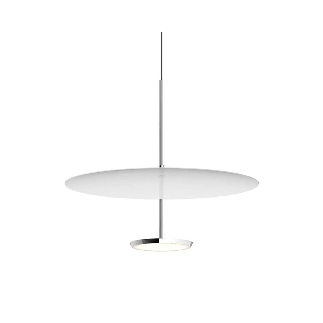 Suspension Sky Dome, abat-jour blanc et corps aluminium poli, 45,8 cm