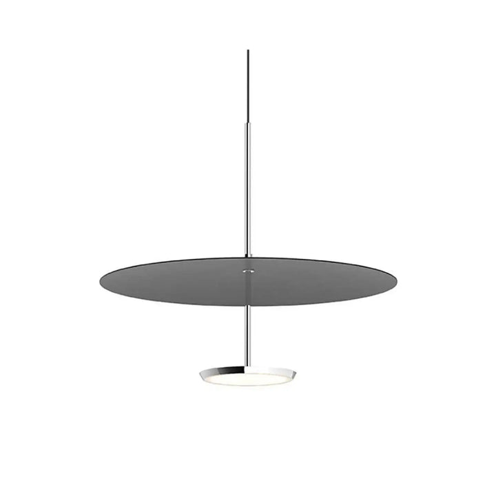 Suspension Sky Dome, abat-jour noir et corps aluminium poli, 45,8 cm