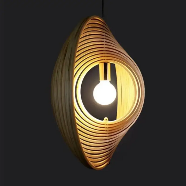 Suspension sphérique en bois ajouré style scandinave moderne

