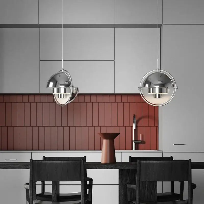 Suspension sphérique métal chromé style industriel moderne pour cuisine