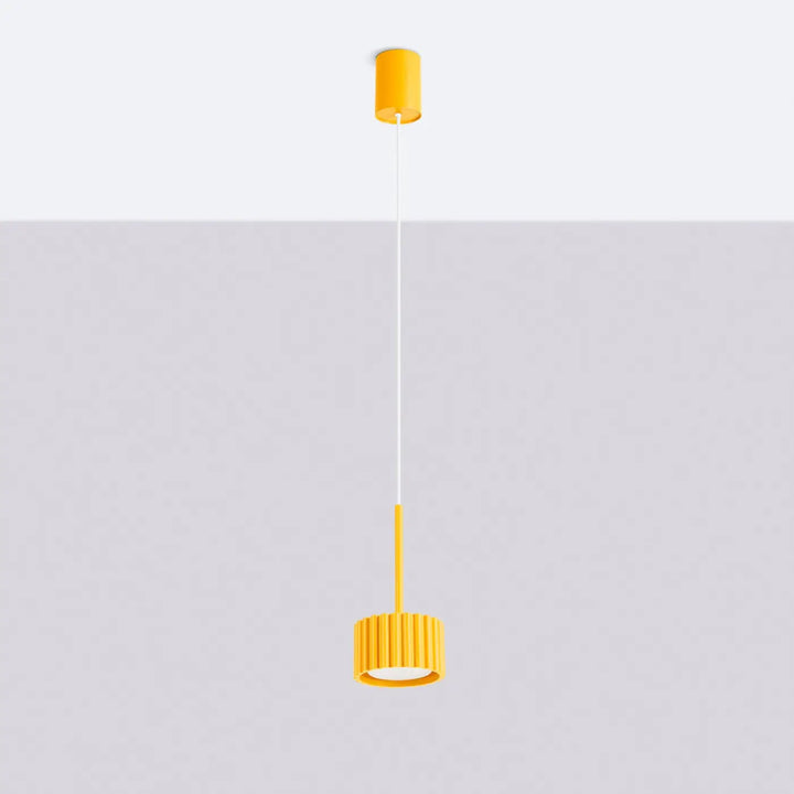 Suspension Aura jaune à spot cannelé, éteinte