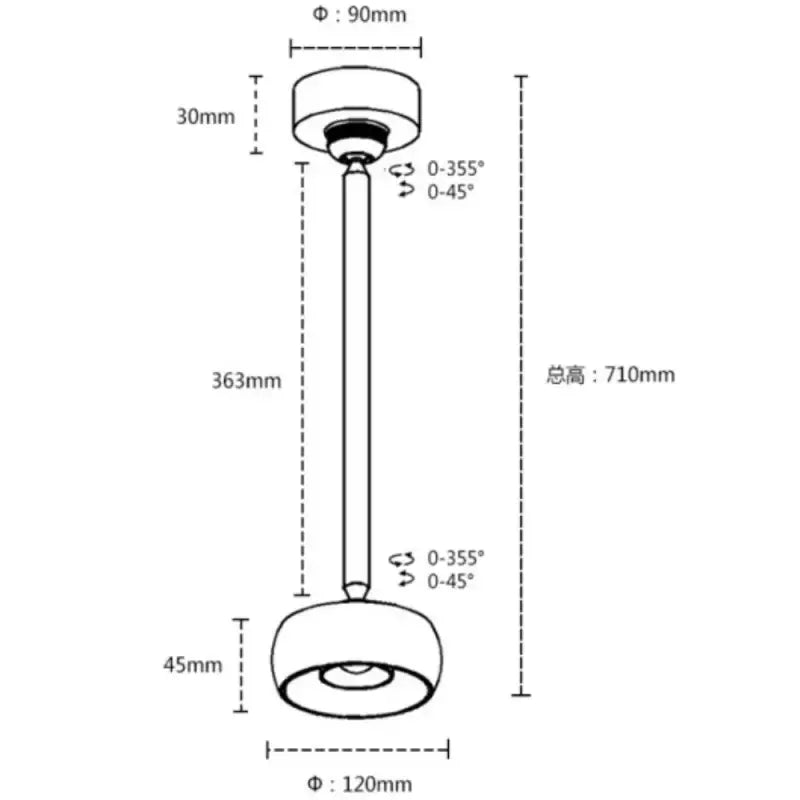 Suspension spot led ajustable pour éclairage architectural