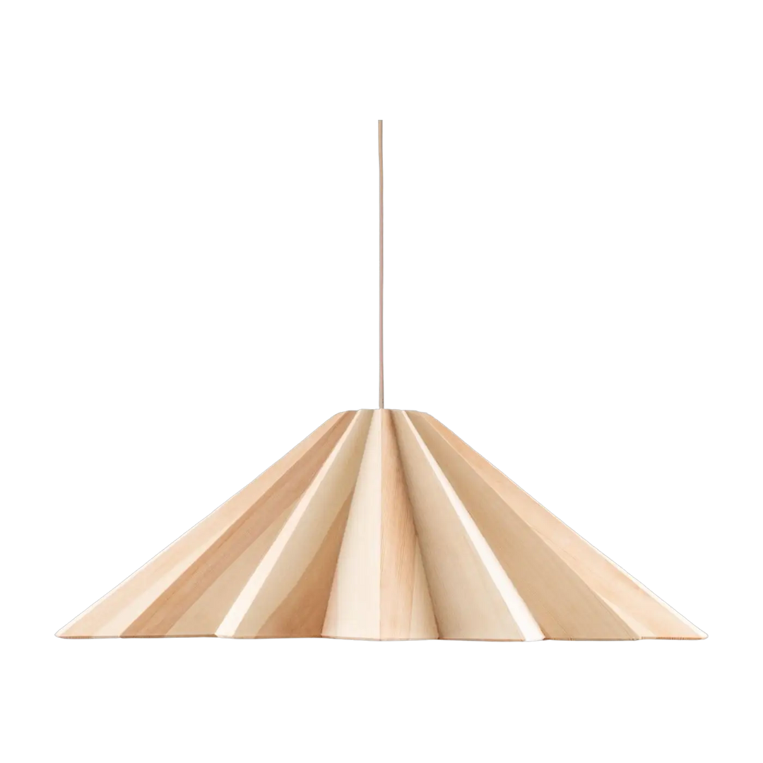 Suspension Stratus en bois de pin aux plis géométriques #couleur_beige