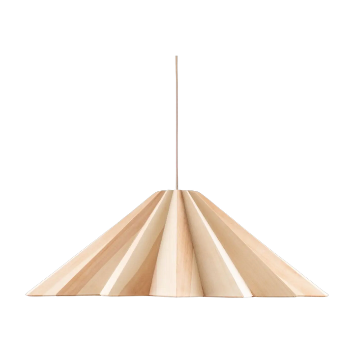 Suspension Stratus en bois de pin aux plis géométriques #couleur_beige