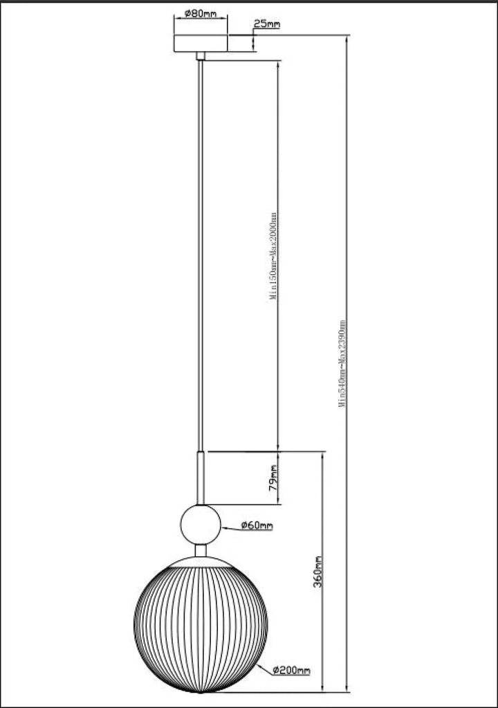 Suspension tavo sphérique avec design en filigrane côtelé et touche minérale au-dessus d’une table