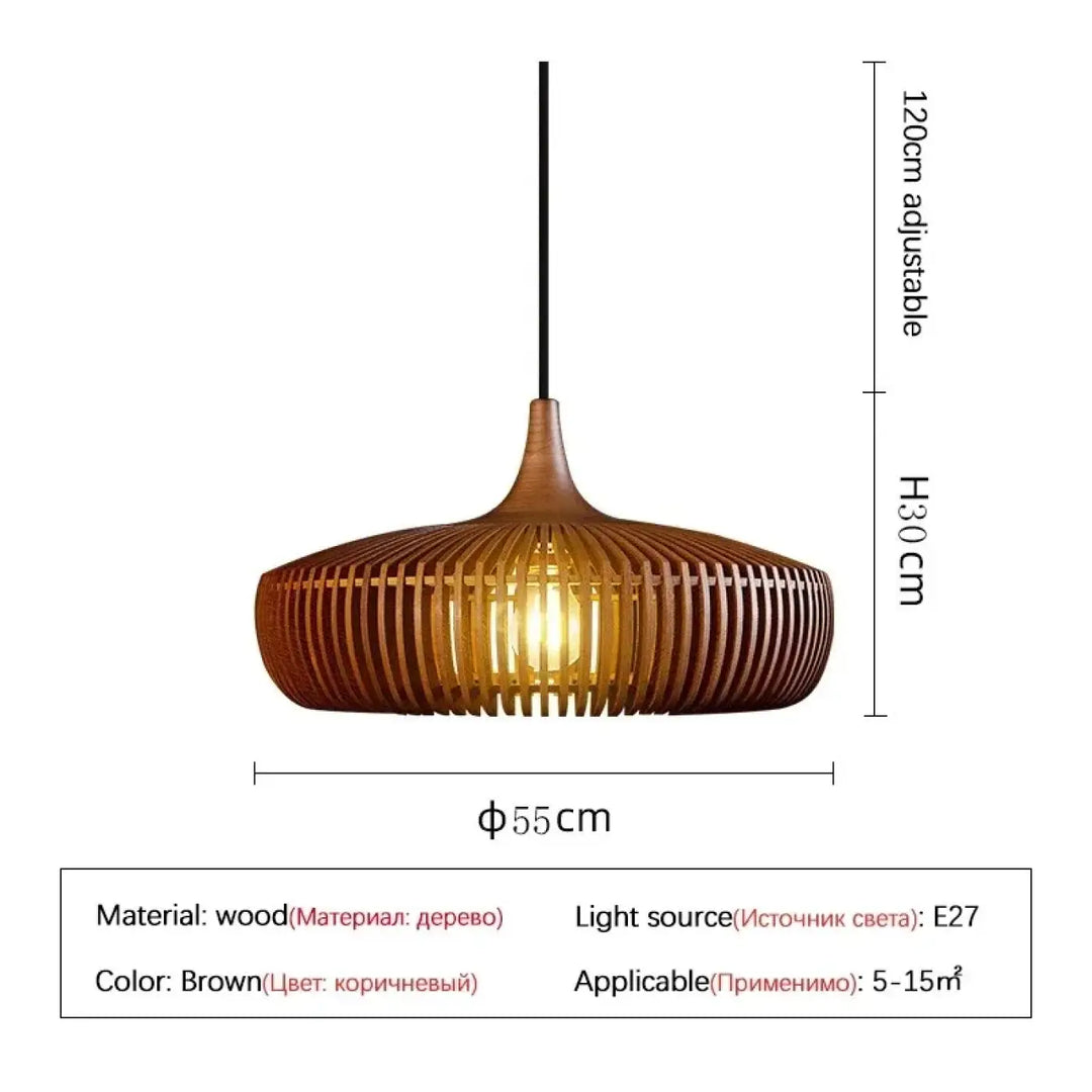 Suspension tissé en bois naturel design contemporain chic