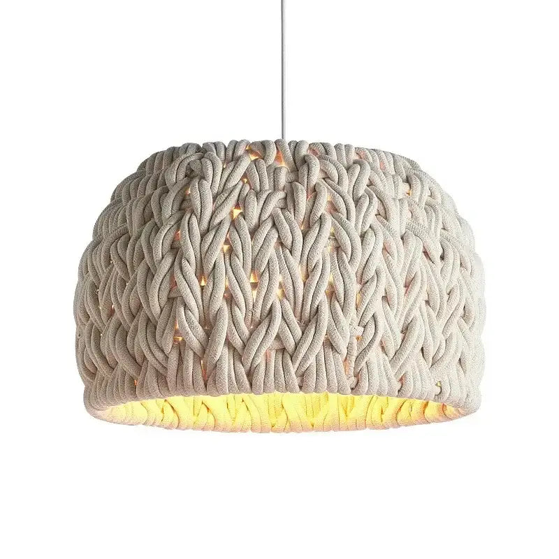 Suspension Tressée Design Beige En Laine Moderne

