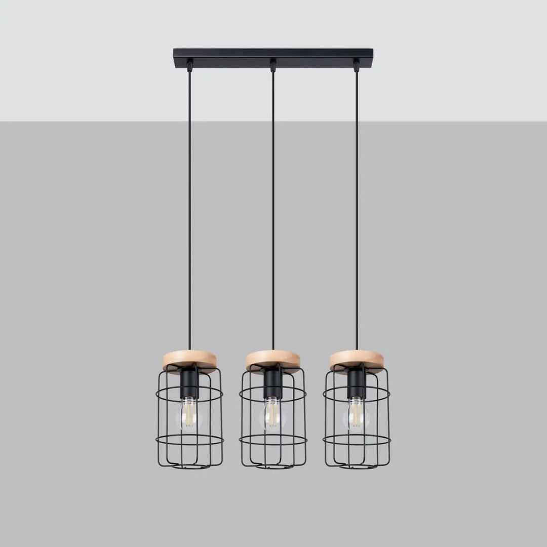 Suspension bois noir éteinte, vue rapprochée