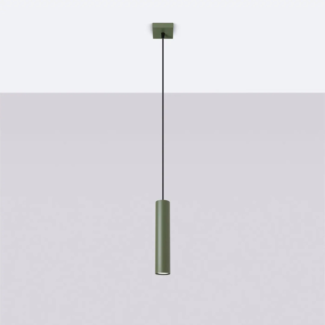 Suspension Lagos à tube en acier lisse vert olive, éteinte