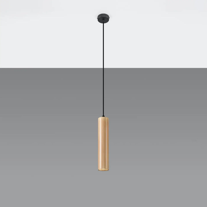 Suspension Lino à tubes en bois naturel, éteinte