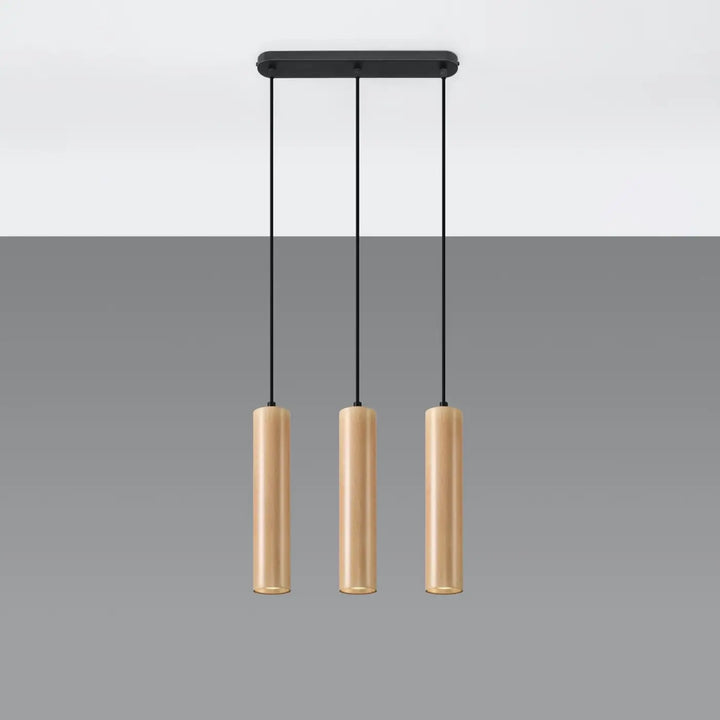 Suspension Lino à tubes en bois naturel, éteinte
