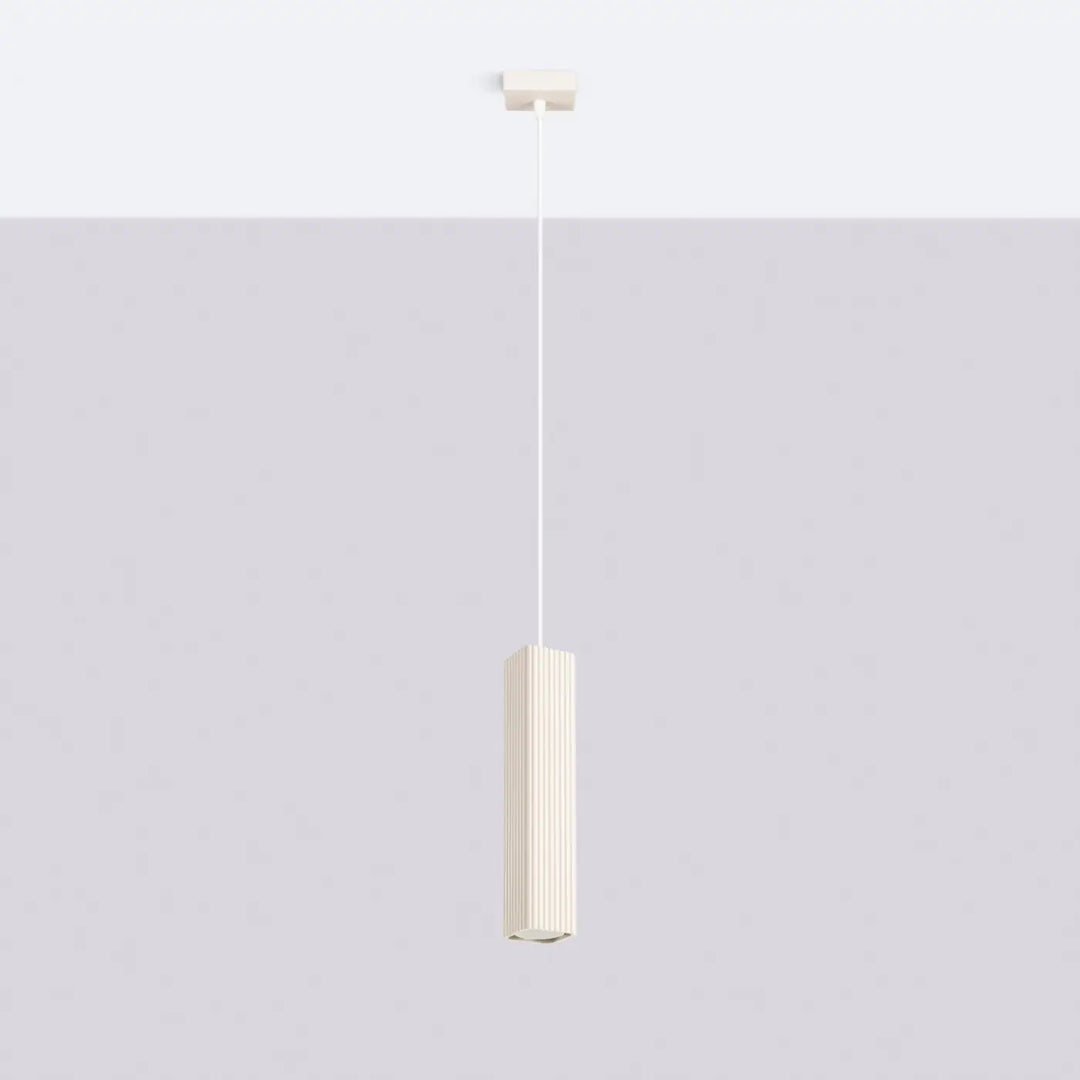 Suspension Rayo beige à tube cannelé, éteinte