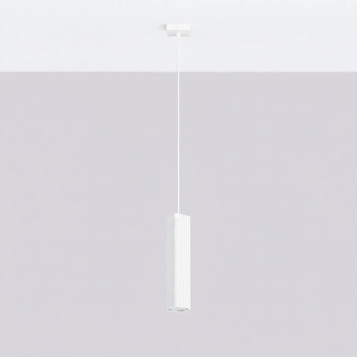 Suspension Rayo blanche à tube cannelé, éteinte