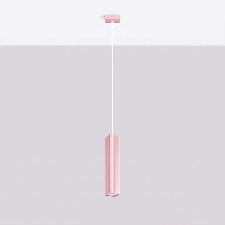 Suspension Rayo rose à tube cannelé, éteinte