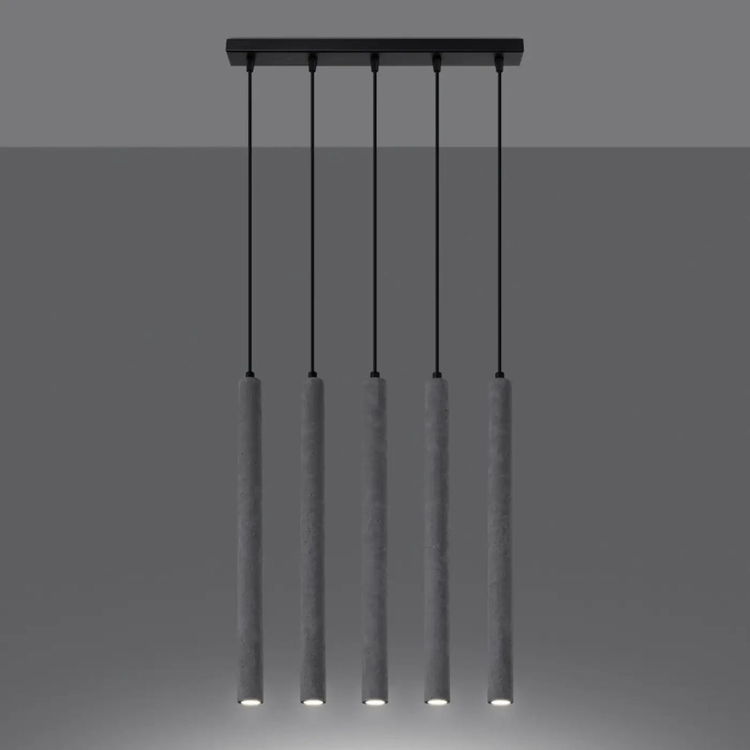 Suspension Pastelo à tube fin gris, allumée