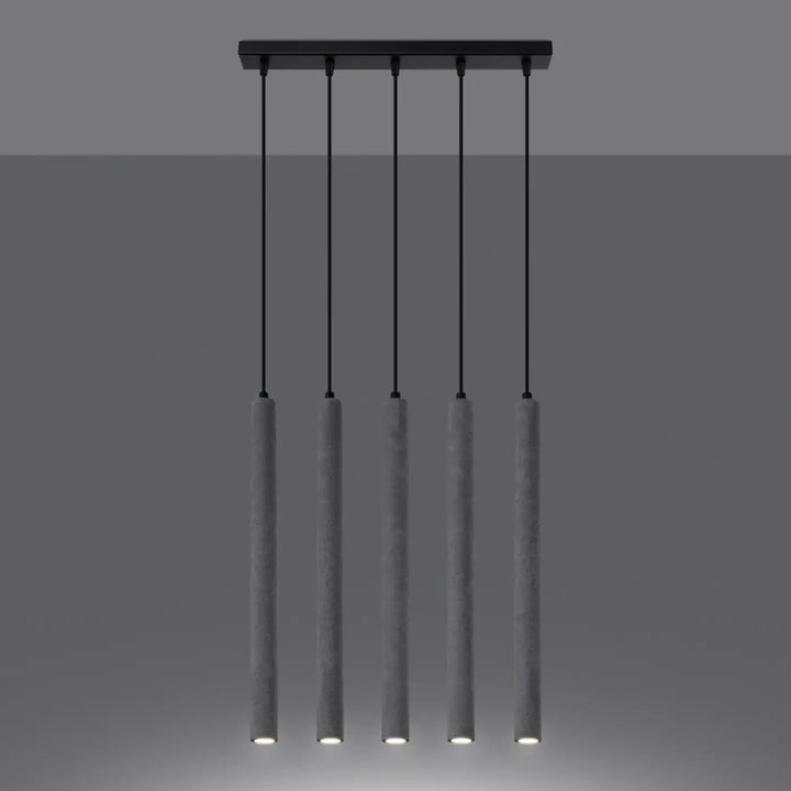 Suspension Pastelo à tube fin gris, allumée