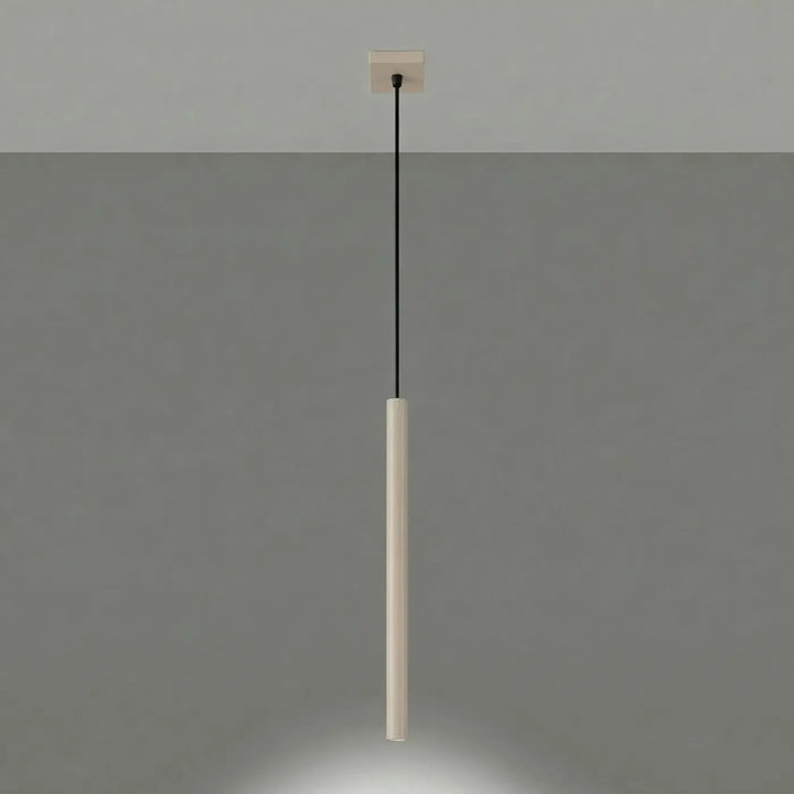 Suspension Pastelo à tube fin taupe, allumée