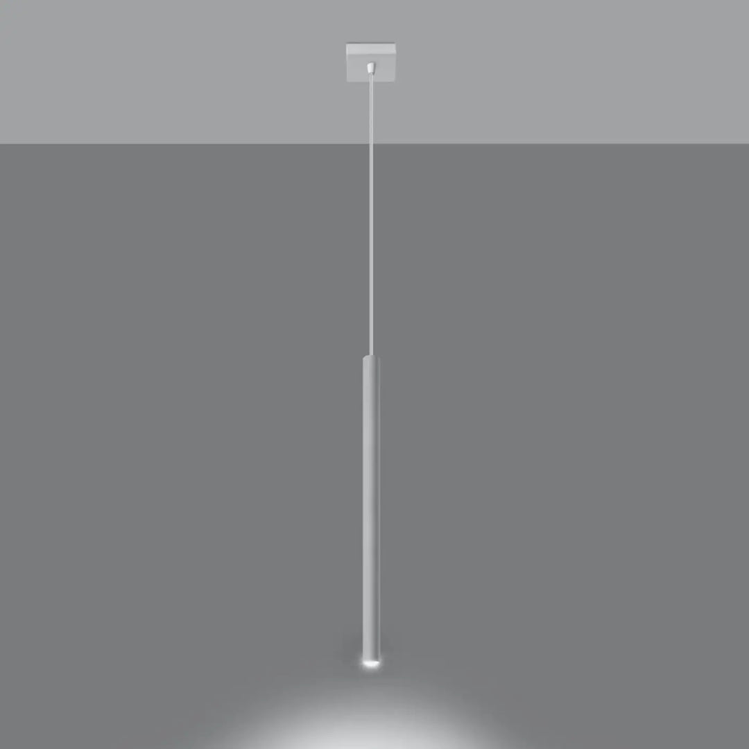 Suspension Pastelo à tube fin blanc, allumée