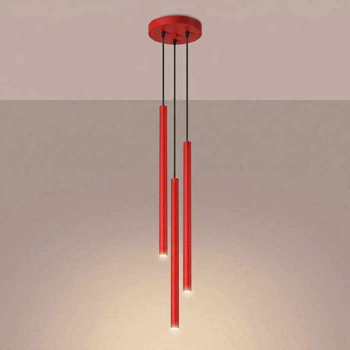 Suspension Pastelo à tube fin rouge, allumée