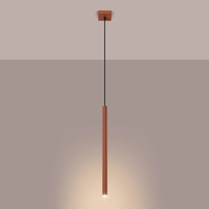 Suspension Pastelo à tube fin ocre rouge, allumée